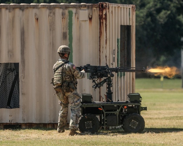 Soldiers with the 316th Cavalry Brigade conduct a Drone and Robotics demonstration, Sept. 9, 2025, on York Field, at Fort Benning, Georgia. (U.S. Army photo by Patrick A. Albright)