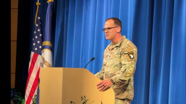 Col. James M. Snowden Addresses Crowd Before Ribbon-Cutting at DoDEA Fort Campbell Middle School