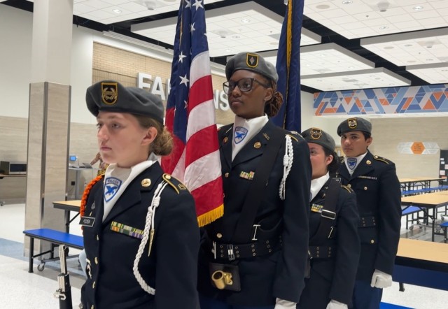 Fort Campbell High School JROTC Prepares for Ribbon-Cutting Ceremony at DoDEA Fort Campbell Middle School