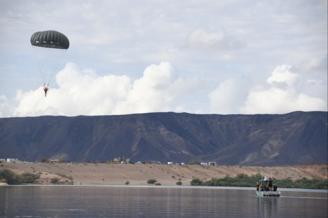 State and federal law enforcement agencies lend support for Airborne Soldiers’ air to water jump