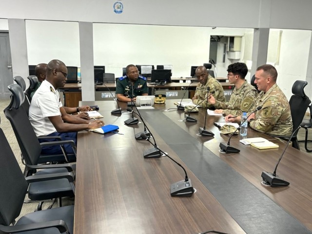 SETAF-AF civil affairs noncommissioned officer translates French for his team in West Africa