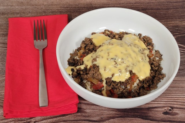 A lean-meat Philly cheesesteak power bowl is one of many new recipes that food technologists at the Armed Forces Recipe Service at the Army Combat Capabilities Development Command Soldier Center in Natick, Mass., created to bring more diverse...