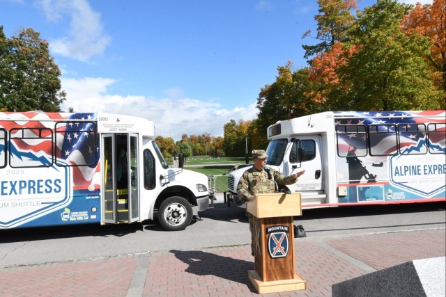 Fort Drum, Lewis County officials, recognize Alpine Express transit service with ribbon-cutting