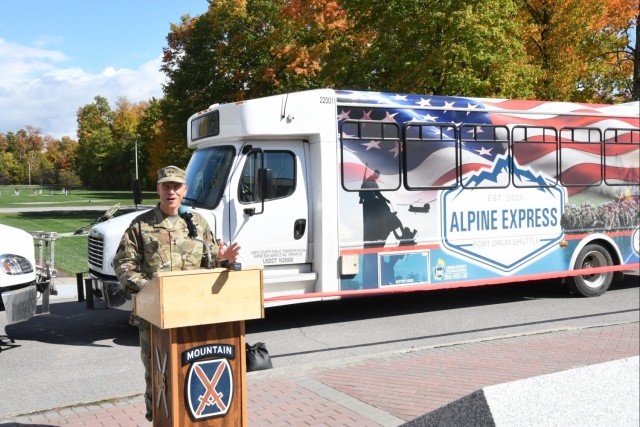 Fort Drum, Lewis County officials, recognize Alpine Express transit service with ribbon-cutting