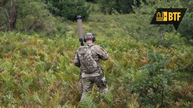 A Soldier trains with the TLS Manpack