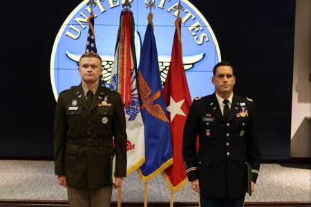 The Aviation Center of Excellence awards the Soldier's Medal to Capt. Gabriel A. Coppinger, who commands Company B, 1st Battalion, 11th Aviation Regiment; and Chief Warrant Officer 3 Shane T. Hawkins, who serves as an instr...