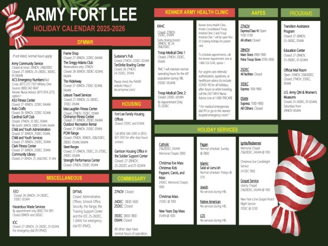 Adjusted holiday hours announced