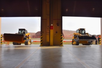 Compact Track Loaders cut the ribbon on Osan Air Base’s new Airfield Damage Repair warehouses