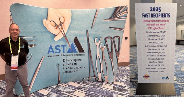 Robert Torres III, a Certified Surgical Technologist in Keller Army Community Hospital’s (KACH) Department of Surgery, was selected as a 2025 Fellow of the Association of Surgical Technologists.