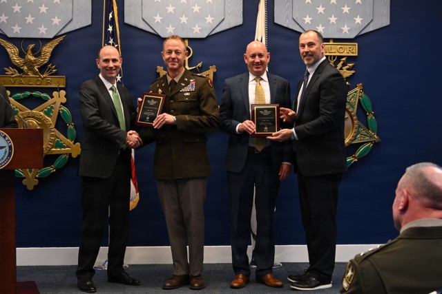 Representatives of Fort Rucker and the Alabama Power Company receive the Army Community Partnership Award during a ceremony at the Pentagon, Arlington, Virginia, Dec. 9, 2025. The annual ceremony showcases how Army installations and local...