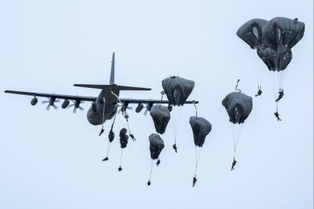 USMC KC-130Js support Arctic Angels jump in honor of 77 fallen paratroopers