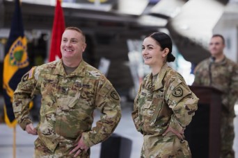 Father Passes Command of Maine Army Aviation 1st Battalion, 224th Aviation Regiment to Daughter in Historic Maine Army National Guard Ceremony