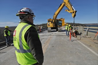 One piece at a time: Tulsa District begins Tenkiller spillway bridge demolition