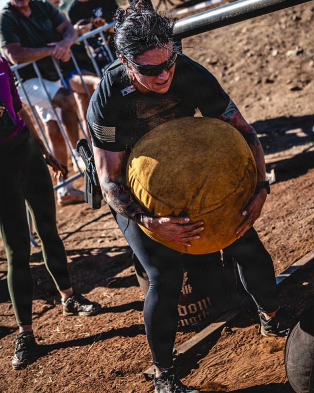 Lt. Col. Lauren Sharpless competes in The Tactical Games National Championship 2025 at the Reveille Peak Ranch in Burnet, TX from November 14-16. Photo courtesy of The Tactical Games.