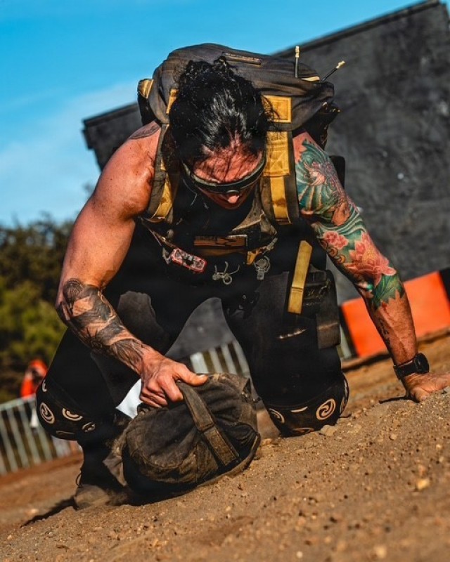 Lt. Col. Lauren Sharpless competes in The Tactical Games National Championship 2025 at the Reveille Peak Ranch in Burnet, TX from November 14-16. Photo courtesy of The Tactical Games.