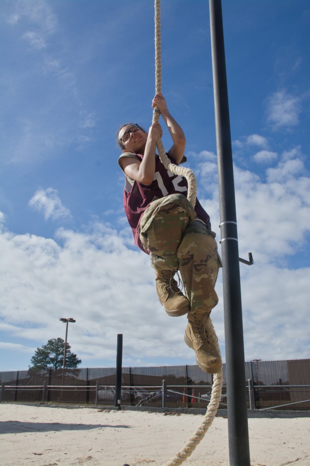 The rope climb was one of the hardest events in the competition.