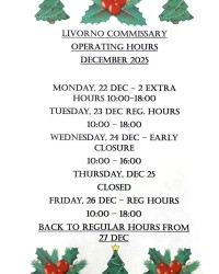 Commissary Holiday hours 