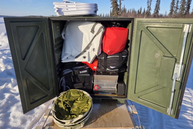 The prototype Expeditionary Field Feeding Equipment System is a collapsible kitchen developed by Army and Marine Corps researchers to feed warfighters in expeditionary units during missions in the extreme cold.