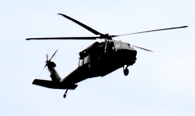 An aircrew with the 8th Battalion, 229th Aviation Regiment at Fort Knox, Ky., operates a UH-60 Black Hawk helicopter Aug. 8, 2025, during training at Fort McCoy, Wis., for the 78th Training Division’s Combat Support Training Exercise (CSTX)...