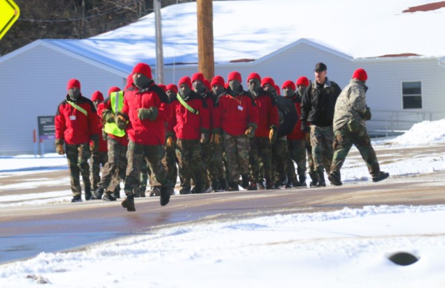 Cadets in the Wisconsin Challenge Academy’s Class 54 participate in training Feb. 13, 2025, on the cantonment area at Fort McCoy, Wis. They are part of Class 53 at the academy. The Challenge Academy, a Fort McCoy tenant organization, offers...