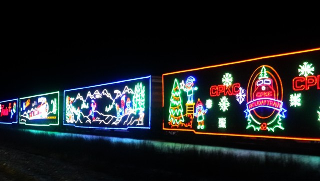 The 2025 Canadian Pacific Holiday Train rolls through Fort McCoy, Wis., on Dec. 11, 2025, on its way from Tomah to Sparta, Wis. The 2025 CPKC Holiday Train toured Canada and the U.S. Nov. 19 through Dec. 21, 2025, raising money, food and awareness...
