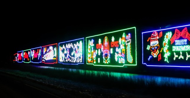The 2025 Canadian Pacific Holiday Train rolls through Fort McCoy, Wis., on Dec. 11, 2025, on its way from Tomah to Sparta, Wis. The 2025 CPKC Holiday Train toured Canada and the U.S. Nov. 19 through Dec. 21, 2025, raising money, food and awareness...
