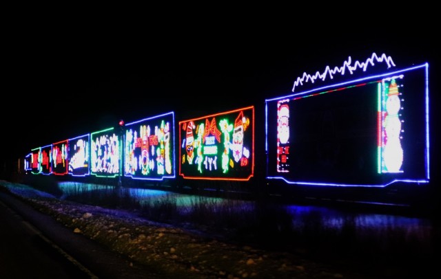 The 2025 Canadian Pacific Holiday Train rolls through Fort McCoy, Wis., on Dec. 11, 2025, on its way from Tomah to Sparta, Wis. The 2025 CPKC Holiday Train toured Canada and the U.S. Nov. 19 through Dec. 21, 2025, raising money, food and awareness...