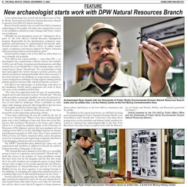 This is a news clip from the Dec. 11, 2020, edition of The Real McCoy newspaper at Fort McCoy, Wis. Throughout its history, beginning in 1909, Fort McCoy, and as Camp McCoy before that, has been a home for all types of Total Force training for all...