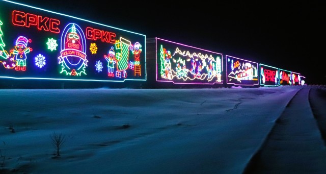 The 2025 Canadian Pacific Holiday Train rolls through Fort McCoy, Wis., on Dec. 11, 2025, on its way from Tomah to Sparta, Wis. The 2025 CPKC Holiday Train toured Canada and the U.S. Nov. 19 through Dec. 21, 2025, raising money, food and awareness...