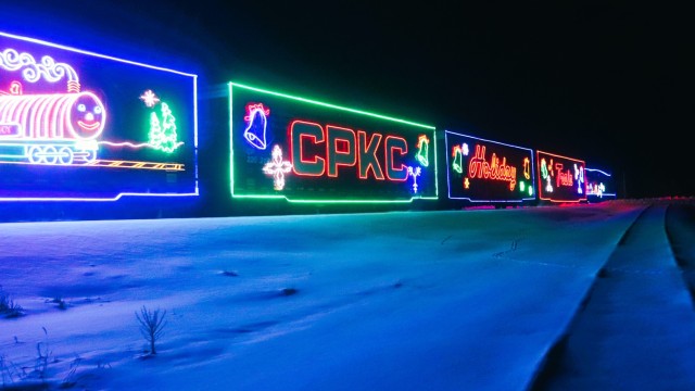 The 2025 Canadian Pacific Holiday Train rolls through Fort McCoy, Wis., on Dec. 11, 2025, on its way from Tomah to Sparta, Wis. The 2025 CPKC Holiday Train toured Canada and the U.S. Nov. 19 through Dec. 21, 2025, raising money, food and awareness...