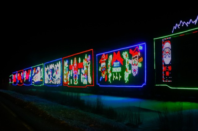 The 2025 Canadian Pacific Holiday Train rolls through Fort McCoy, Wis., on Dec. 11, 2025, on its way from Tomah to Sparta, Wis. The 2025 CPKC Holiday Train toured Canada and the U.S. Nov. 19 through Dec. 21, 2025, raising money, food and awareness...