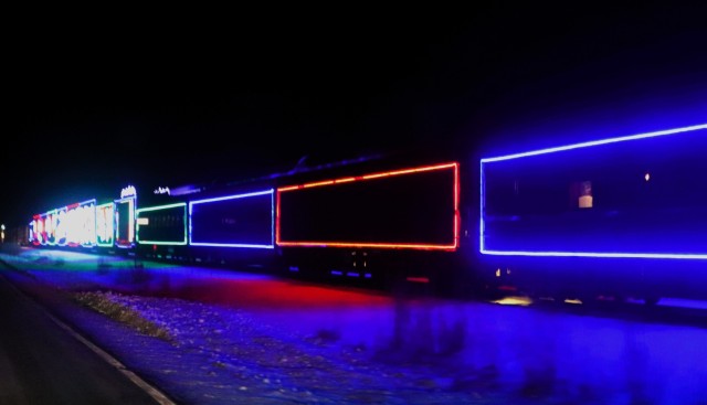 The 2025 Canadian Pacific Holiday Train rolls through Fort McCoy, Wis., on Dec. 11, 2025, on its way from Tomah to Sparta, Wis. The 2025 CPKC Holiday Train toured Canada and the U.S. Nov. 19 through Dec. 21, 2025, raising money, food and awareness...