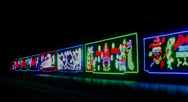 The 2025 Canadian Pacific Holiday Train rolls through Fort McCoy, Wis., on Dec. 11, 2025, on its way from Tomah to Sparta, Wis. The 2025 CPKC Holiday Train toured Canada and the U.S. Nov. 19 through Dec. 21, 2025, raising money, food and awareness...