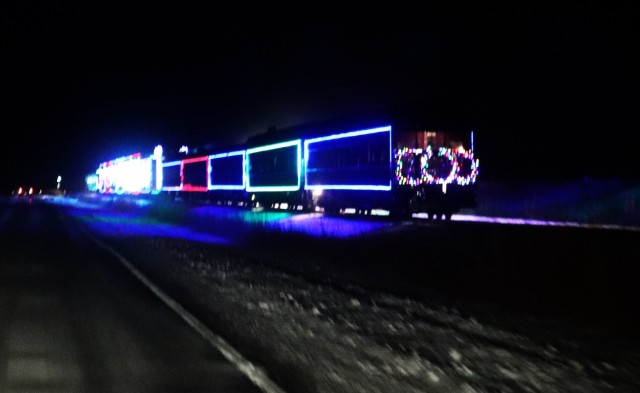 The 2025 Canadian Pacific Holiday Train rolls through Fort McCoy, Wis., on Dec. 11, 2025, on its way from Tomah to Sparta, Wis. The 2025 CPKC Holiday Train toured Canada and the U.S. Nov. 19 through Dec. 21, 2025, raising money, food and awareness...