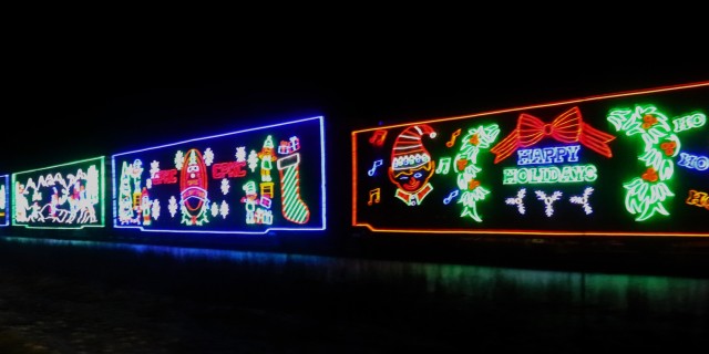 The 2025 Canadian Pacific Holiday Train rolls through Fort McCoy, Wis., on Dec. 11, 2025, on its way from Tomah to Sparta, Wis. The 2025 CPKC Holiday Train toured Canada and the U.S. Nov. 19 through Dec. 21, 2025, raising money, food and awareness...