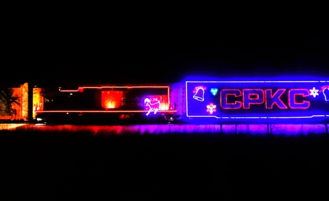 The 2025 Canadian Pacific Holiday Train rolls through Fort McCoy, Wis., on Dec. 11, 2025, on its way from Tomah to Sparta, Wis. The 2025 CPKC Holiday Train toured Canada and the U.S. Nov. 19 through Dec. 21, 2025, raising money, food and awareness...