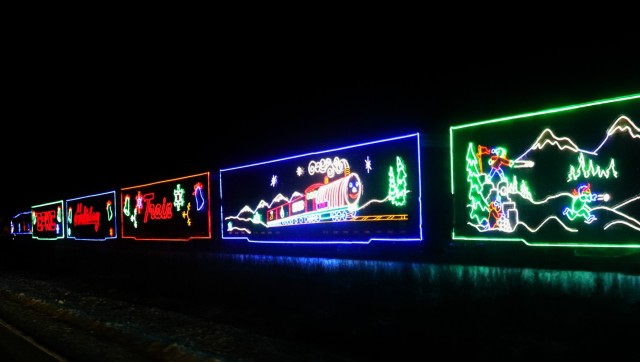 The 2025 Canadian Pacific Holiday Train rolls through Fort McCoy, Wis., on Dec. 11, 2025, on its way from Tomah to Sparta, Wis. The 2025 CPKC Holiday Train toured Canada and the U.S. Nov. 19 through Dec. 21, 2025, raising money, food and awareness...