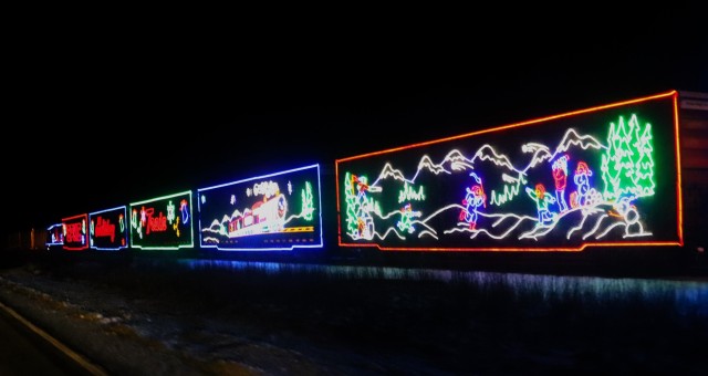 The 2025 Canadian Pacific Holiday Train rolls through Fort McCoy, Wis., on Dec. 11, 2025, on its way from Tomah to Sparta, Wis. The 2025 CPKC Holiday Train toured Canada and the U.S. Nov. 19 through Dec. 21, 2025, raising money, food and awareness...
