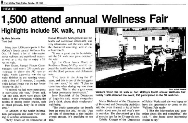 This is a news clip from the Oct. 27, 1995, edition of The Triad newspaper at Fort McCoy, Wis. Throughout its history, beginning in 1909, Fort McCoy, and as Camp McCoy before that, has been a home for all types of Total Force training for all the...