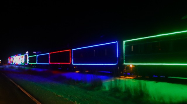 The 2025 Canadian Pacific Holiday Train rolls through Fort McCoy, Wis., on Dec. 11, 2025, on its way from Tomah to Sparta, Wis. The 2025 CPKC Holiday Train toured Canada and the U.S. Nov. 19 through Dec. 21, 2025, raising money, food and awareness...