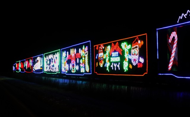 The 2025 Canadian Pacific Holiday Train rolls through Fort McCoy, Wis., on Dec. 11, 2025, on its way from Tomah to Sparta, Wis. The 2025 CPKC Holiday Train toured Canada and the U.S. Nov. 19 through Dec. 21, 2025, raising money, food and awareness...