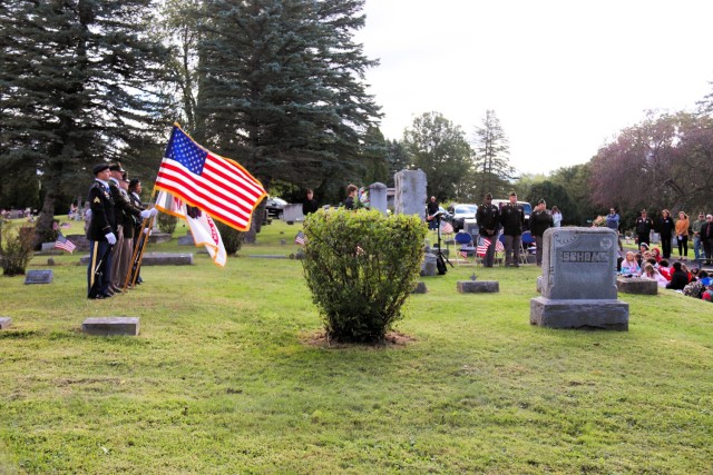 U.S. Army leaders from Fort McCoy, Wis., as well as community members and leaders participate in the Maj. Gen. Robert Bruce McCoy Remembrance Ceremony on Sept. 5, 2025, in Sparta, Wis. The event was held at Woodlawn Cemetery in Sparta with McCoy...