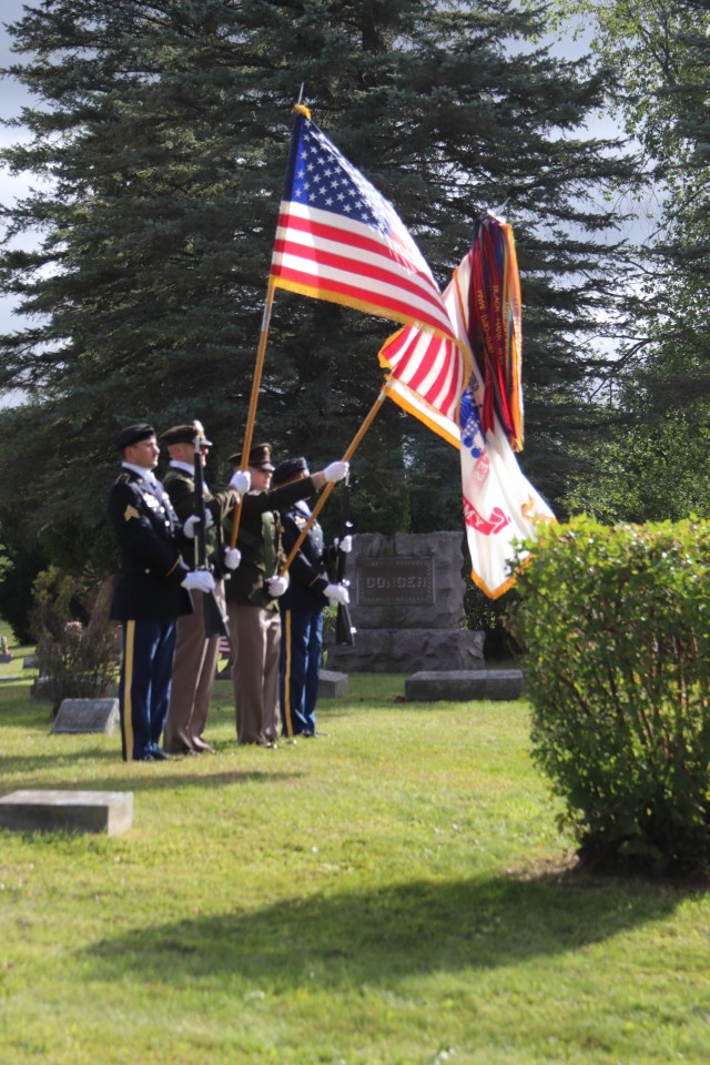U.S. Army leaders from Fort McCoy, Wis., as well as community members and leaders participate in the Maj. Gen. Robert Bruce McCoy Remembrance Ceremony on Sept. 5, 2025, in Sparta, Wis. The event was held at Woodlawn Cemetery in Sparta with McCoy...