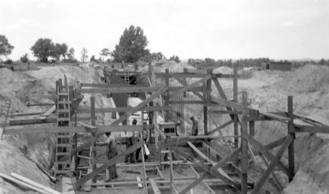 Construction of a rifle range is shown at Camp McCoy, Wis., in June 1941. During World War II, thousands of Soldiers trained at McCoy for the war effort. (U.S. Army Historical Photo)