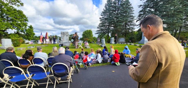 U.S. Army leaders from Fort McCoy, Wis., as well as community members and leaders participate in the Maj. Gen. Robert Bruce McCoy Remembrance Ceremony on Sept. 5, 2025, in Sparta, Wis. The event was held at Woodlawn Cemetery in Sparta with McCoy...