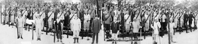 From 1941, Winter Warfare Training and Testing Detachment Ski Patrol personnel have a photo taken at Camp McCoy, Wis., Jan. 28, 1941. Winter training was a common occurrence at McCoy during World War II. (U.S. Army Historical Photo)