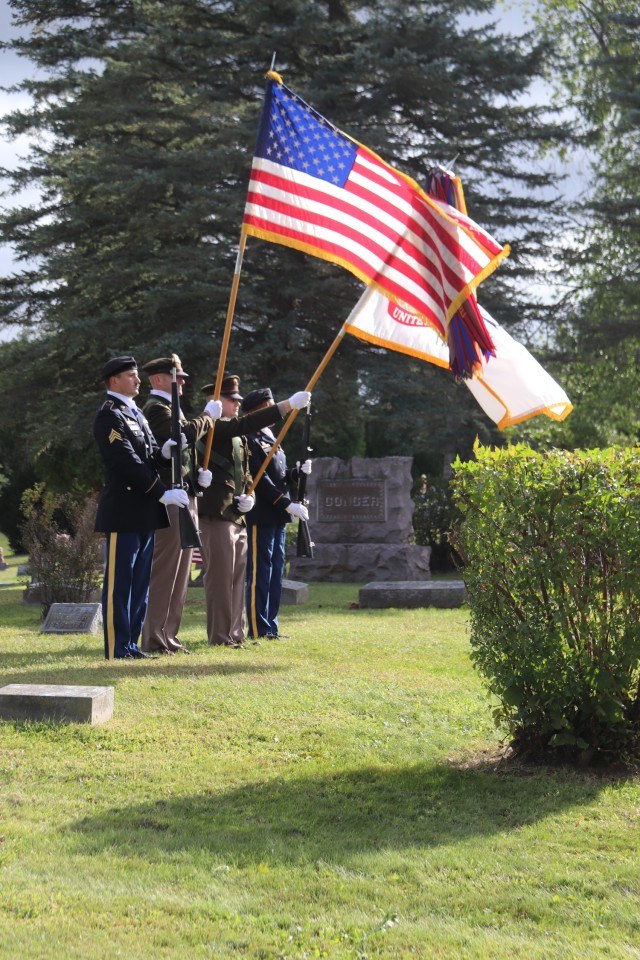 U.S. Army leaders from Fort McCoy, Wis., as well as community members and leaders participate in the Maj. Gen. Robert Bruce McCoy Remembrance Ceremony on Sept. 5, 2025, in Sparta, Wis. The event was held at Woodlawn Cemetery in Sparta with McCoy...
