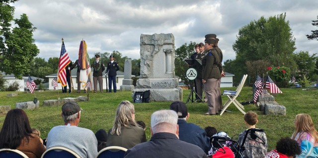 U.S. Army leaders from Fort McCoy, Wis., as well as community members and leaders participate in the Maj. Gen. Robert Bruce McCoy Remembrance Ceremony on Sept. 5, 2025, in Sparta, Wis. The event was held at Woodlawn Cemetery in Sparta with McCoy...
