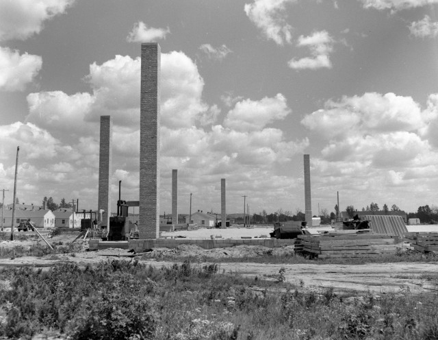 Construction on the New Camp of Camp McCoy, Wis., is shown in 1942. More than 1,400 buildings were constructed in 1942 at Camp McCoy over 9 months. (U.S. Army Historical Photo)