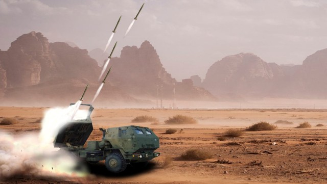 Rendering of Direct Support Fires Technology firing from launcher.